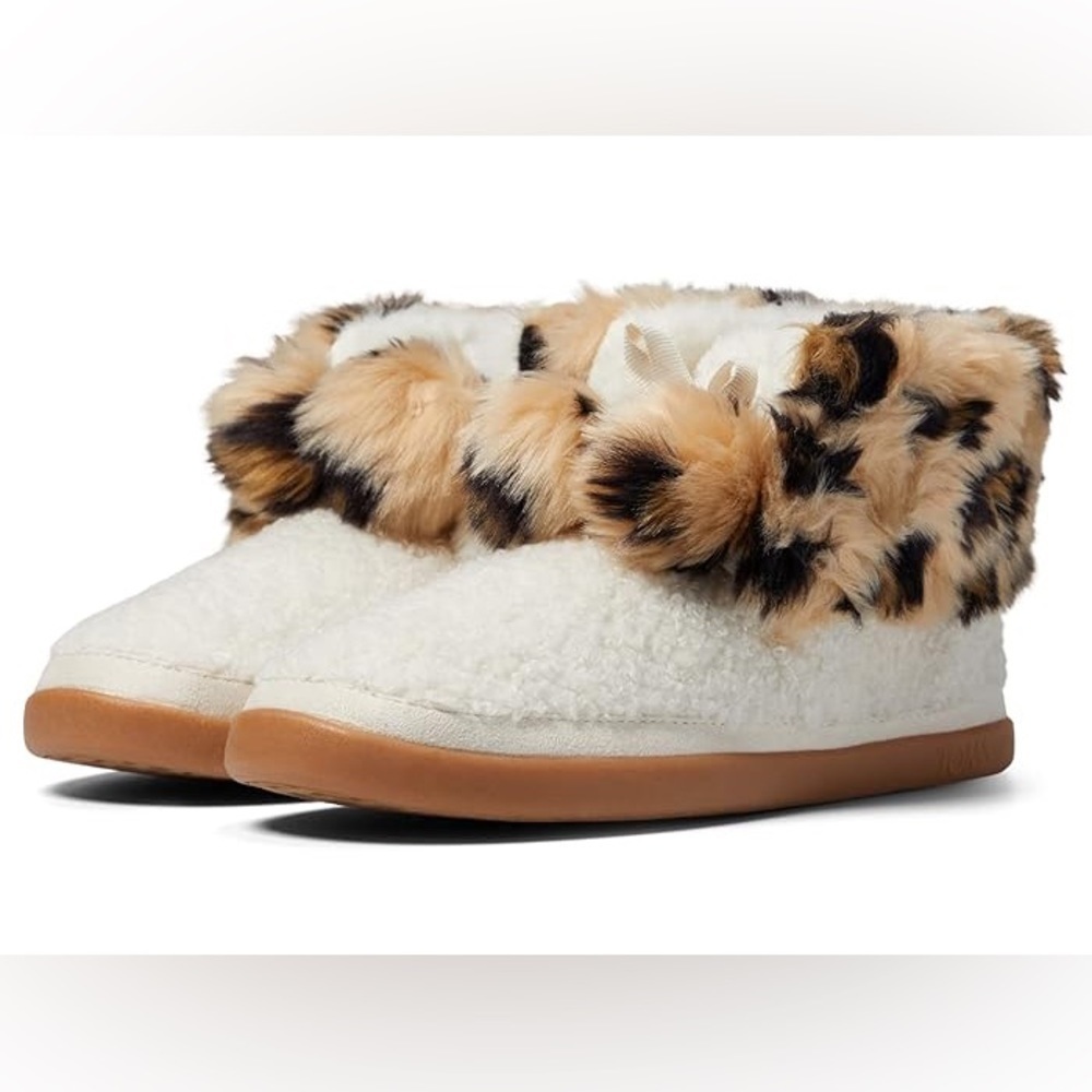 Toms Celeste Cheetah Shearling Booties Slippers Cozy Indoor Outdoor Size…